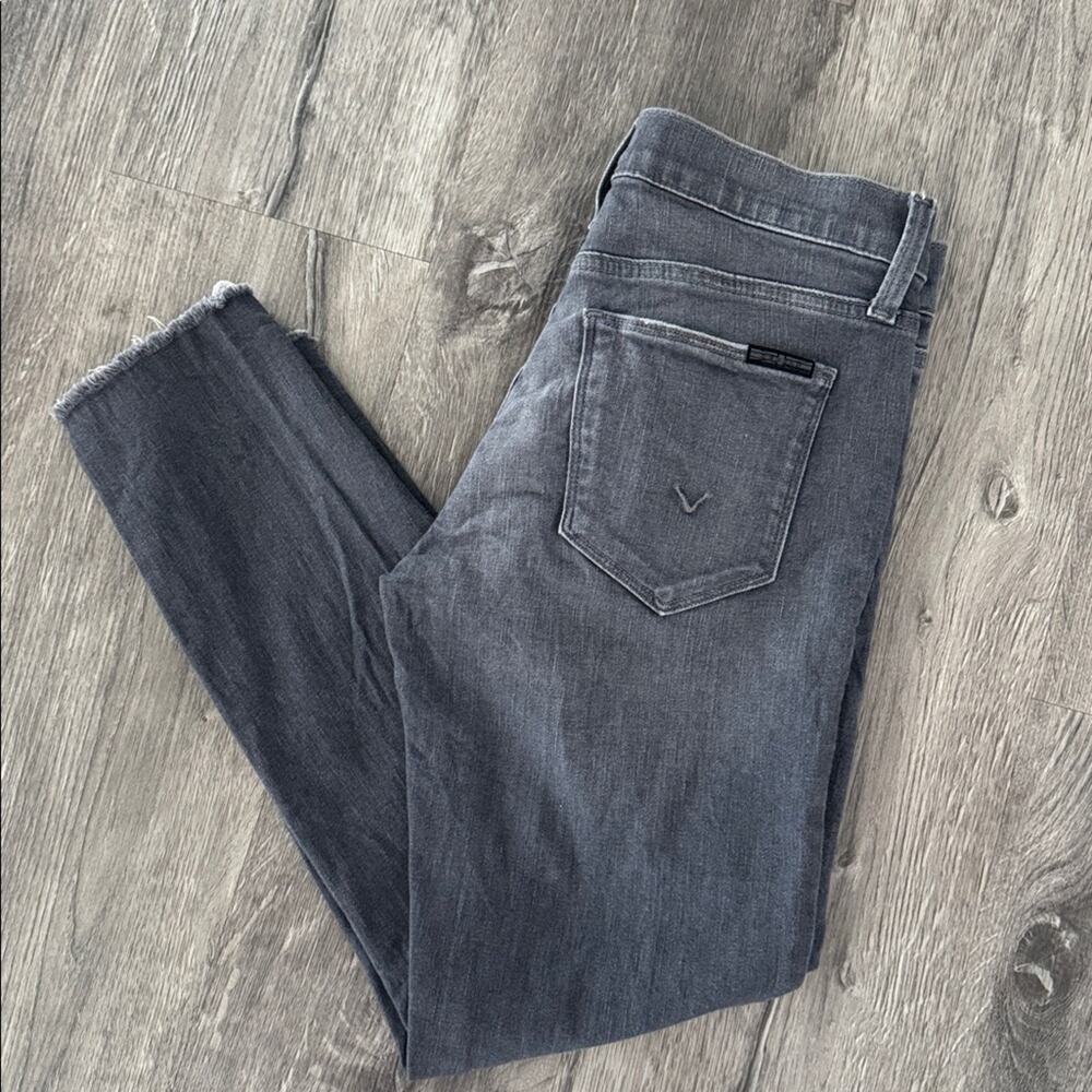 Hudson Natalie Mid-rise Super Skinny Gray Ankle Raw Hem Jeans Size 26
